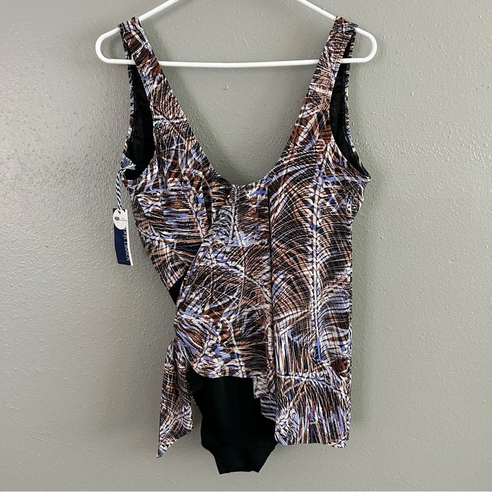Sonnet Shores Wrap Side Tie One Piece Swimsuit 16 Tummy Panel Full Coverage NWT - Picture 8 of 11